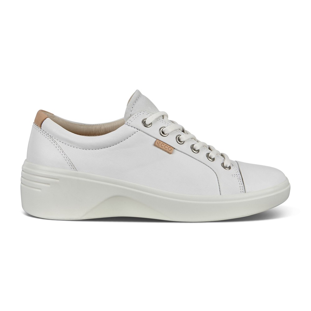ECCO Sneakersy Damskie - Soft 7 Wedge - Białe - OVLBTZ-427